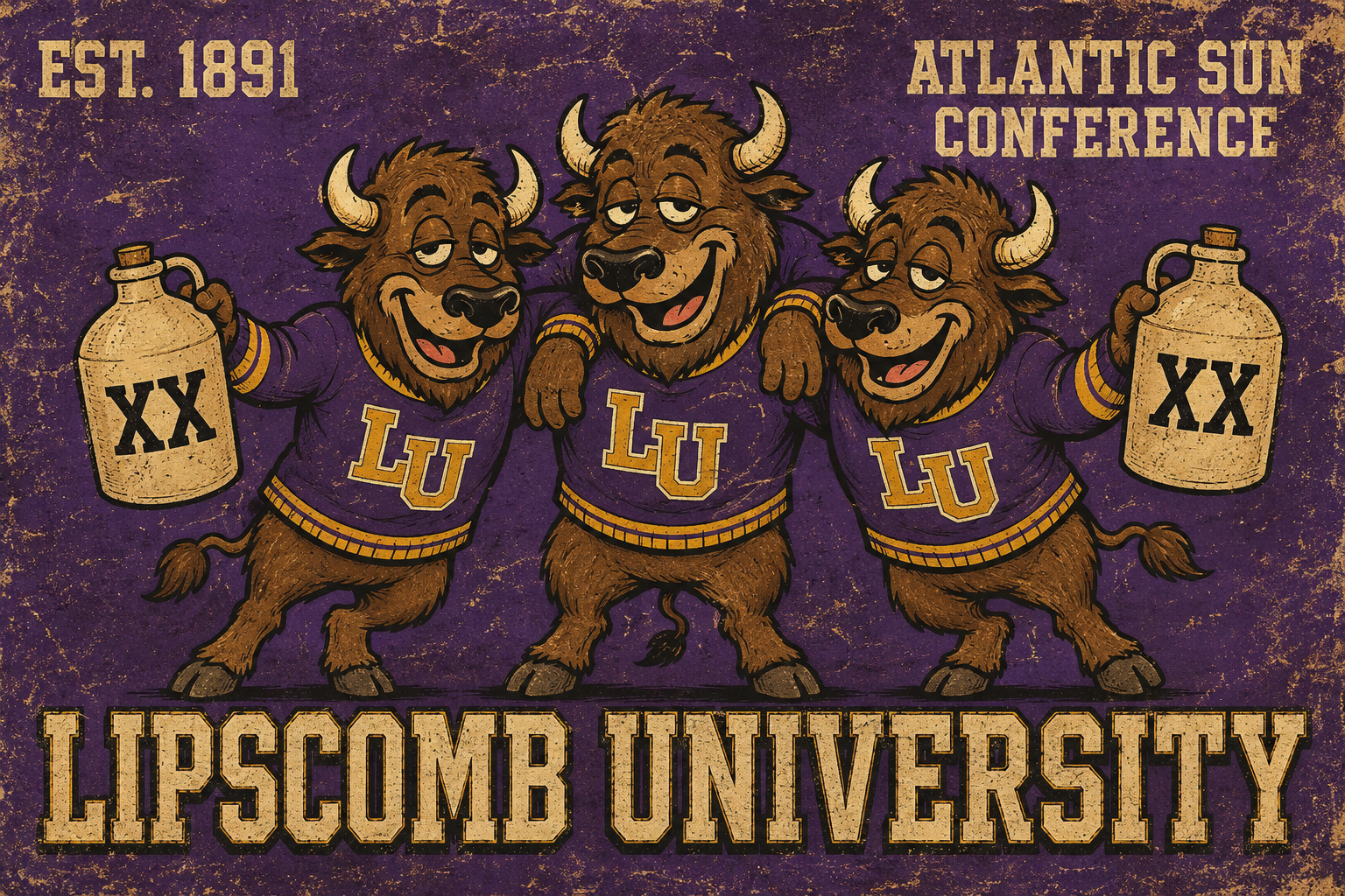 Lipscomb University Bison Vintage-Style Wall Art