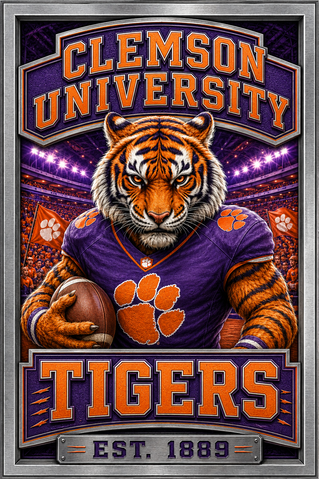 Clemson Tigers Football Tiger Framed Wall Art