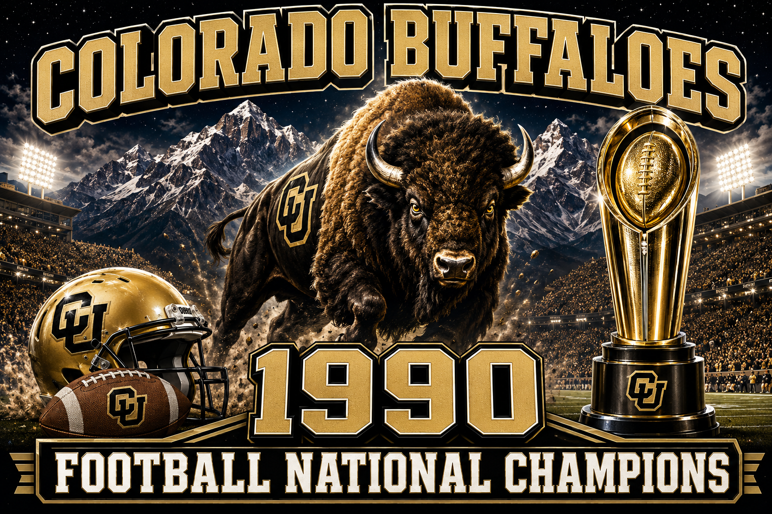 Colorado Buffaloes 1990 Football National Champions Wall Art