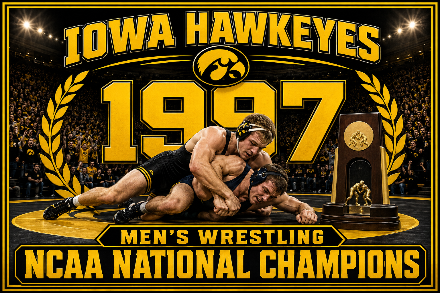 Iowa Hawkeyes 1987 Wrestling Champions Wall Art