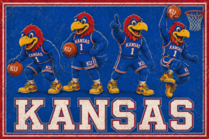 Kansas Basketball Jayhawk-Inspired Vintage-Style Wall Art
