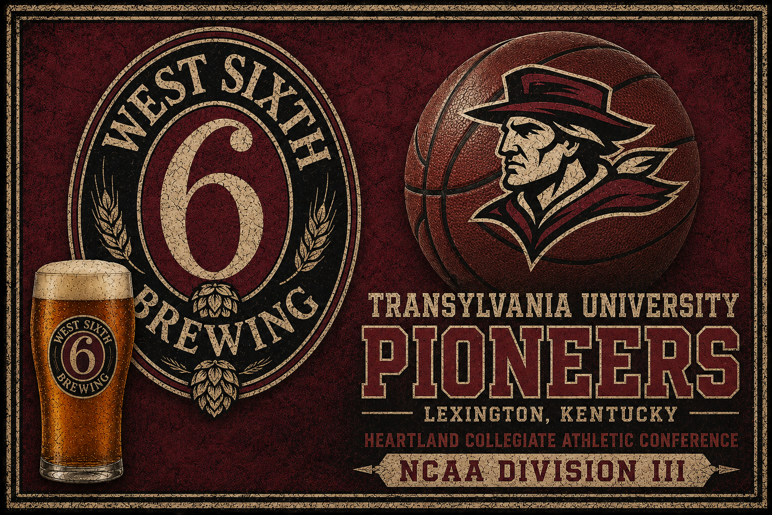 Transylvania Pioneers Vintage-Style Basketball Wall Art