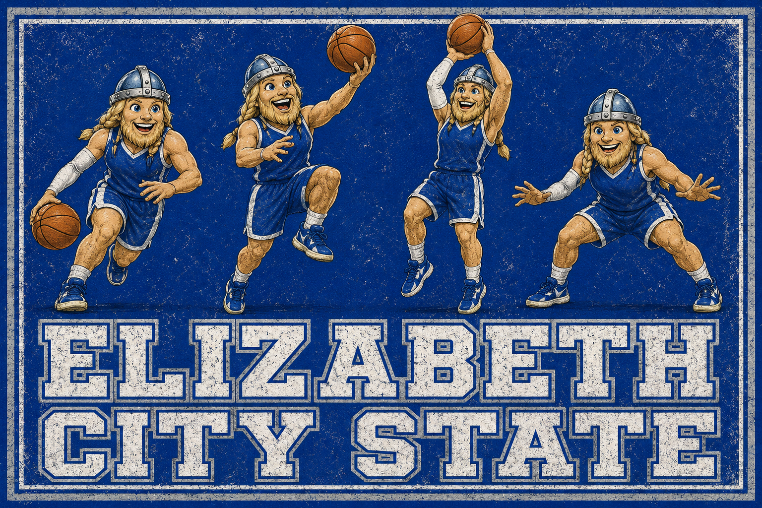 Elizabeth City State Viking Basketball Graphic Wall Art
