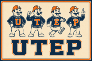 UTEP Miner Cartoon Retro-Style Wall Art Print