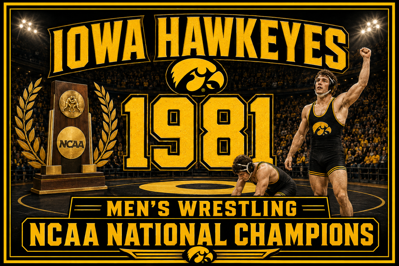 Iowa Hawkeyes 1981 Men’s Wrestling Champions Wall Art