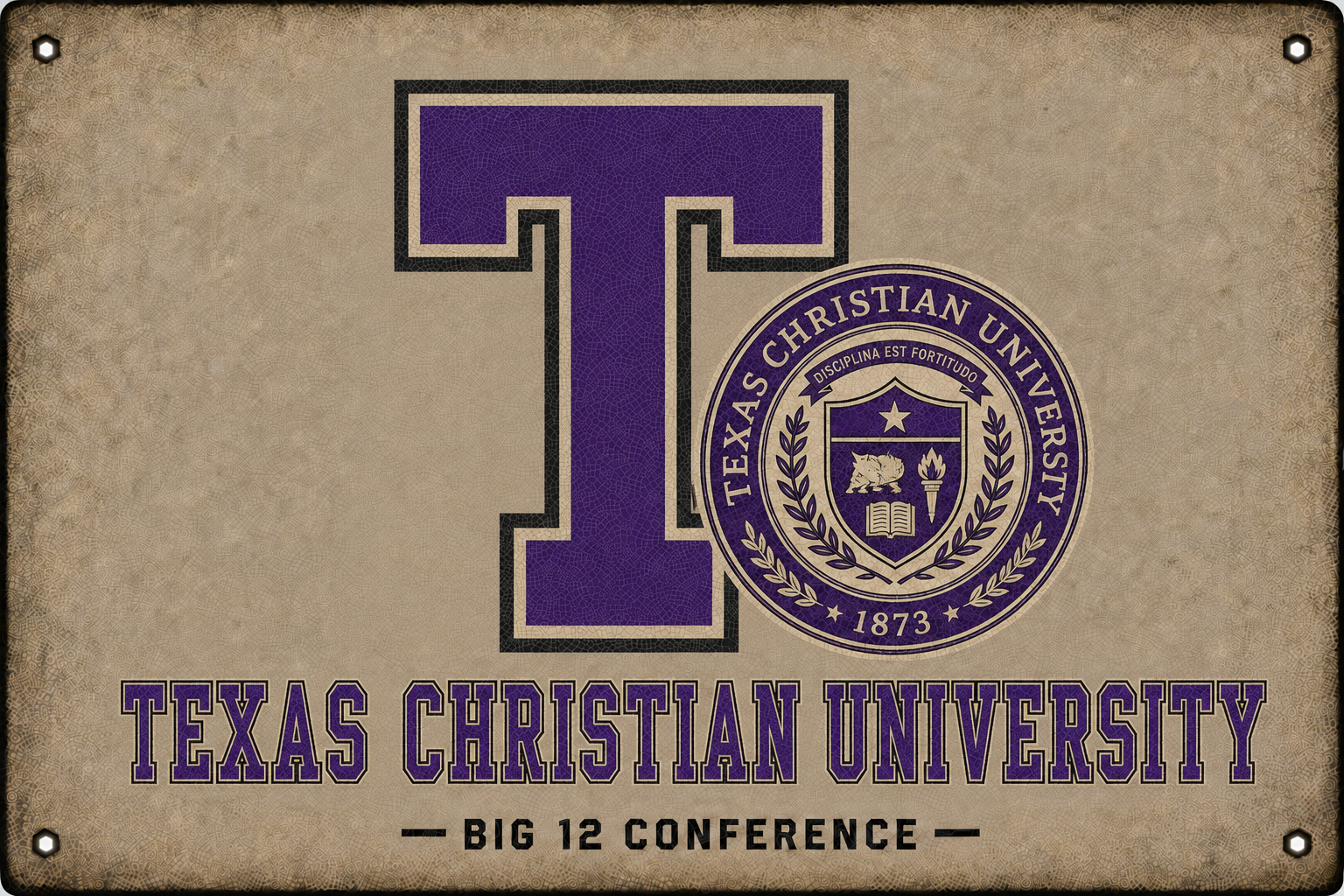 Texas Christian University Purple T Wall Sign
