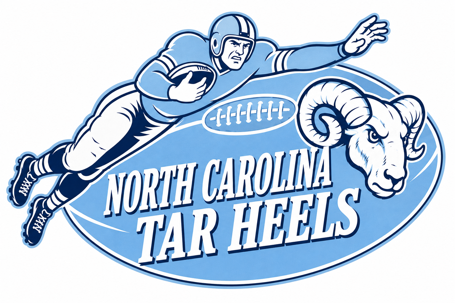 North Carolina Tar Heels Football Player and Ram Wall Art