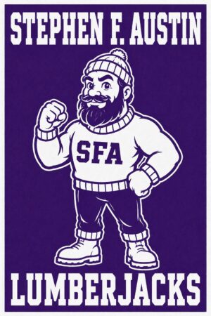 Stephen F. Austin Lumberjacks Purple Cartoon Wall Art