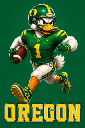 Oregon Football Duck Mascot Running Wall Art