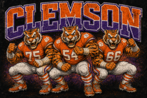 Clemson Tiger Football Trio Vintage-Style Wall Art