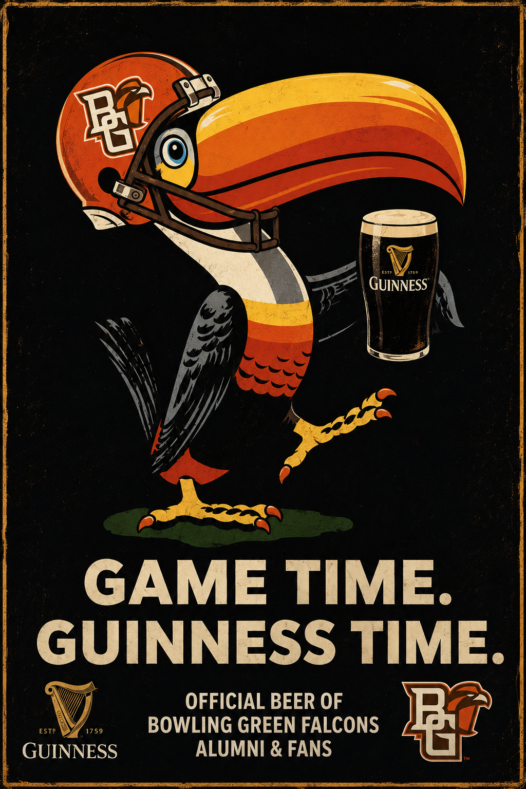 Bowling Green Falcons Game Time Guinness Style Wall Art