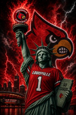 Louisville Cardinals Statue of Liberty Football Poster