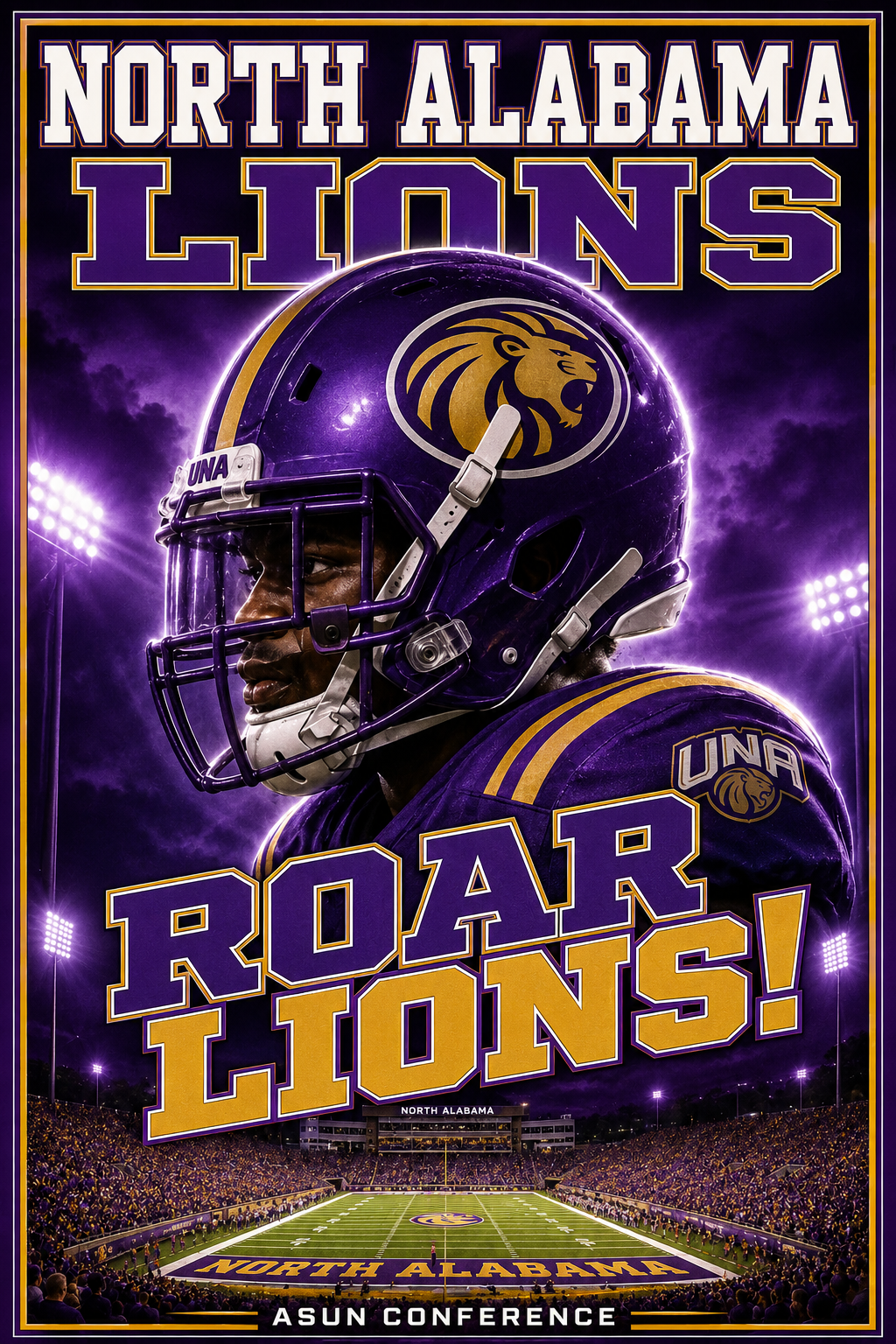 North Alabama Lions Football Player Stadium Wall Art