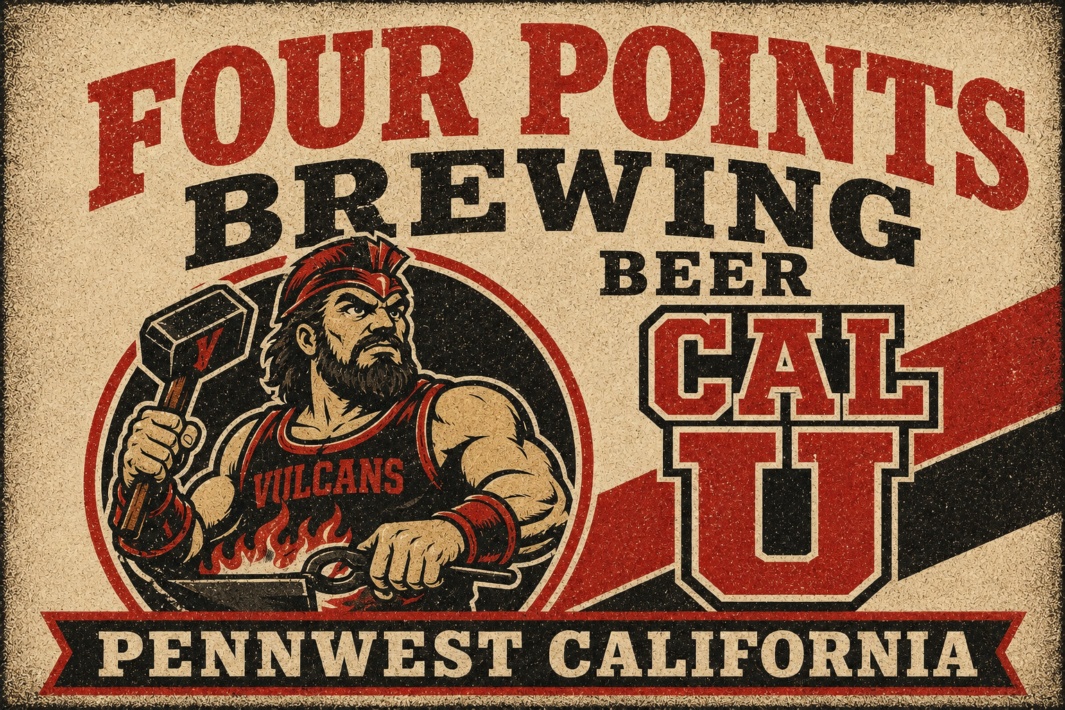 Four Points Brewing PennWest California Vulcans Wall Art