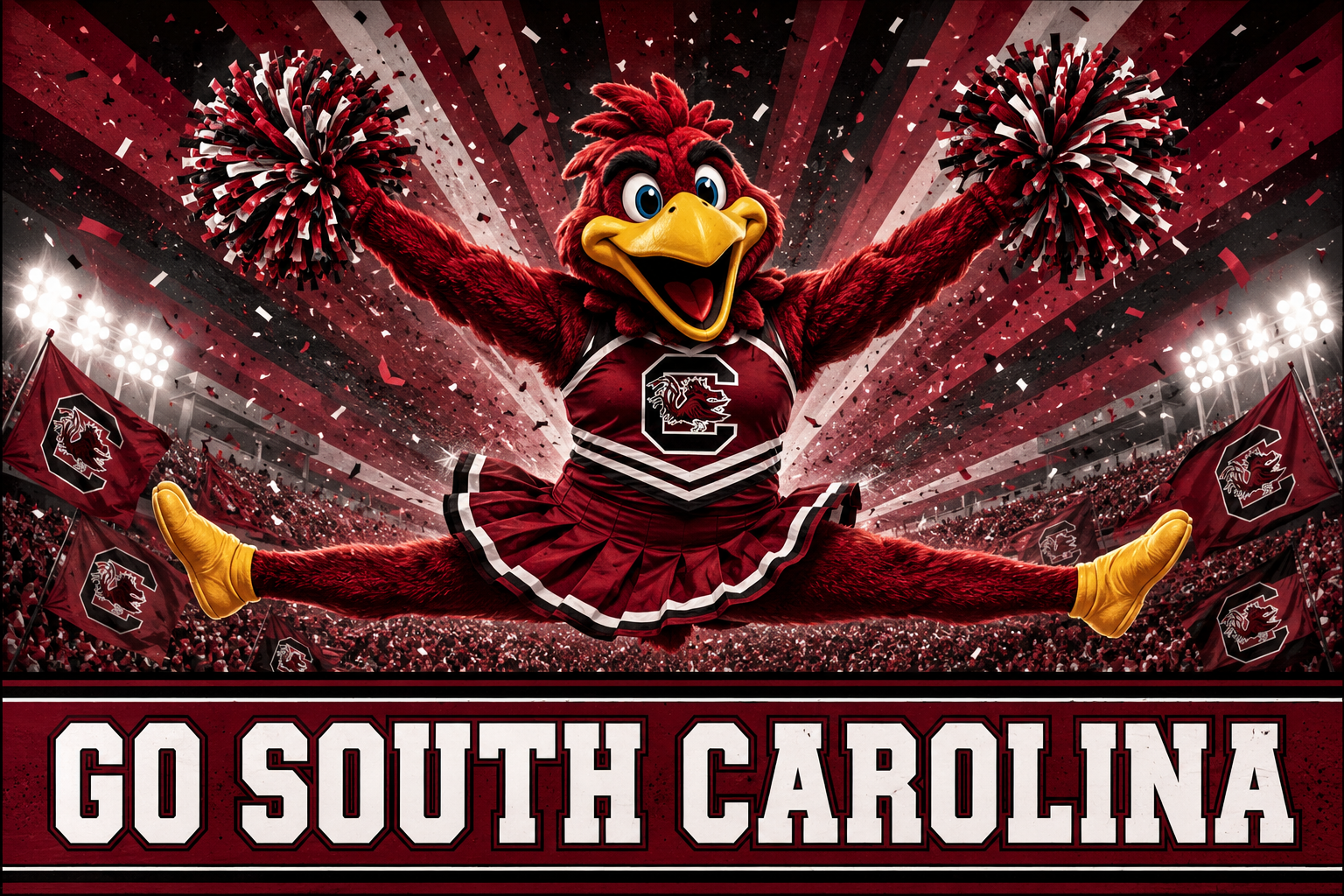 Go South Carolina Gamecock Mascot Stadium Wall Art