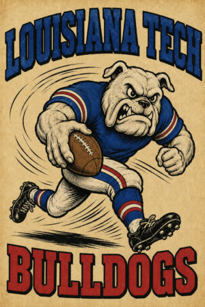Louisiana Tech Bulldogs Bulldog Football Wall Art Print