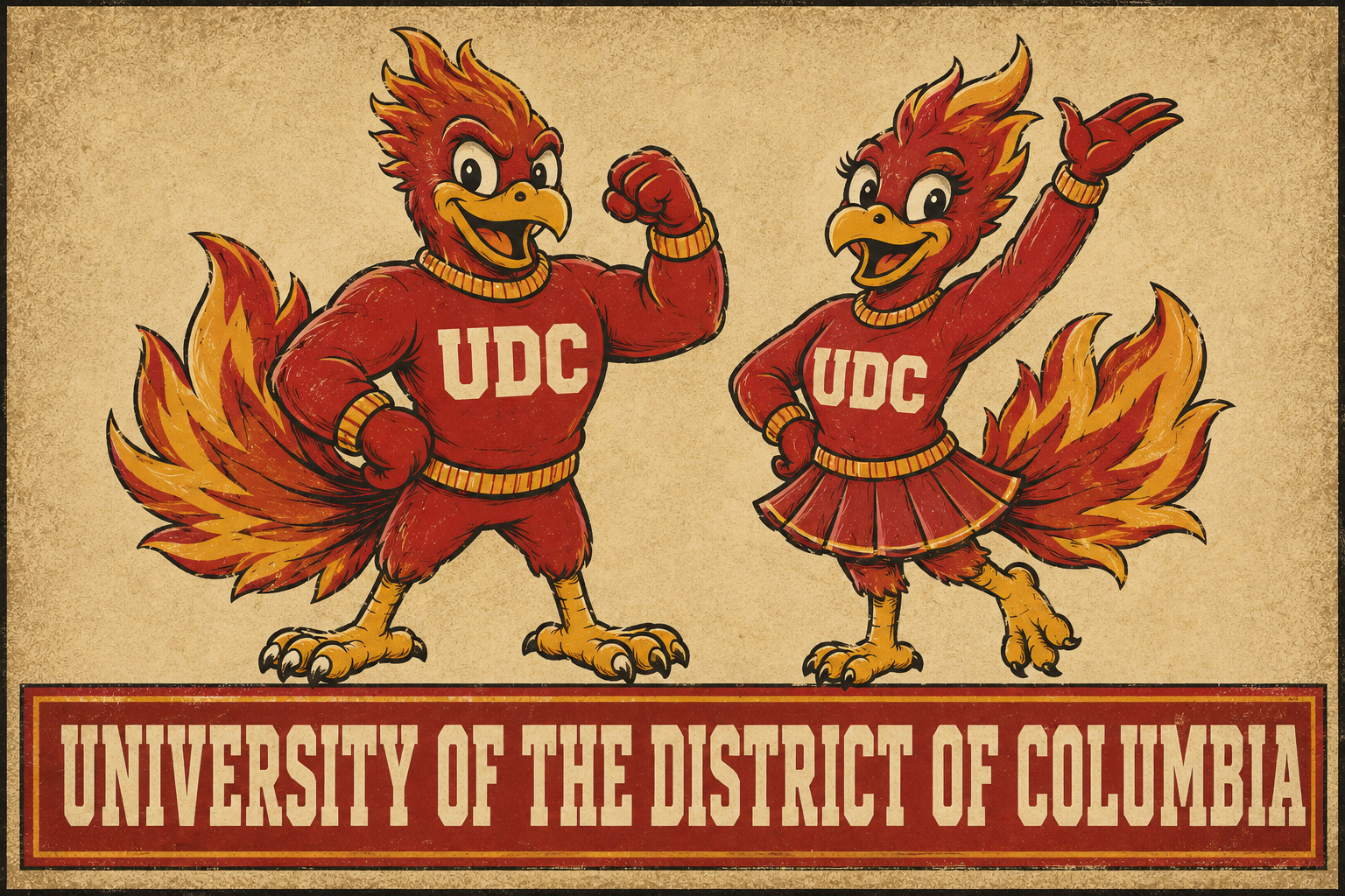 University of the District of Columbia Red Bird Mascot Wall Art