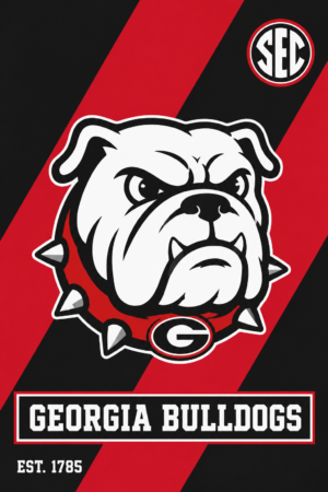 Georgia Bulldogs Bulldog Mascot Red & Black Wall Art