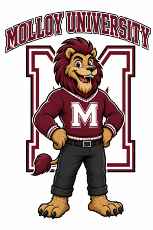 Molloy University Maroon Lion Mascot Design