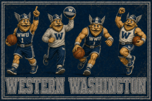 Western Washington Viking Basketball Vintage-Style Wall Art