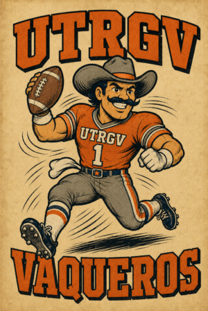 UTRGV Vaqueros Cowboy Football Player Wall Art