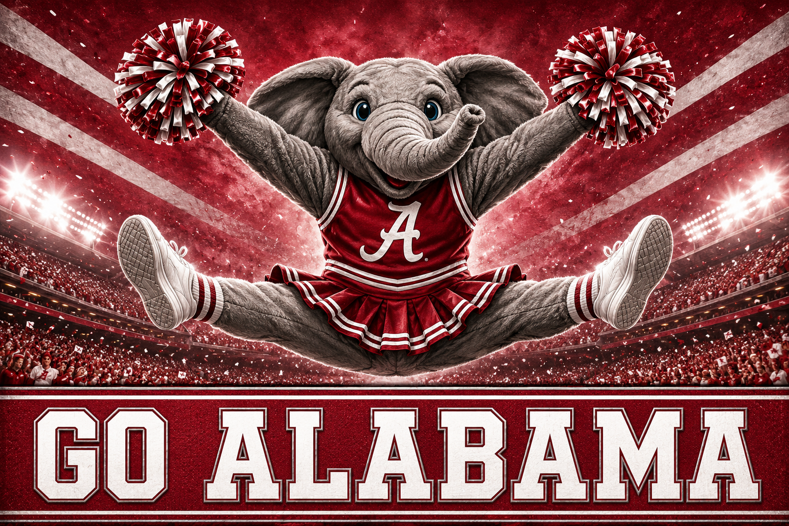 Go Alabama Elephant Cheerleader Stadium Wall Art