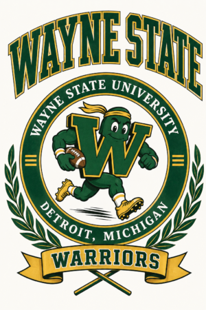 Wayne State Warriors Green and Gold Football Emblem Wall Art