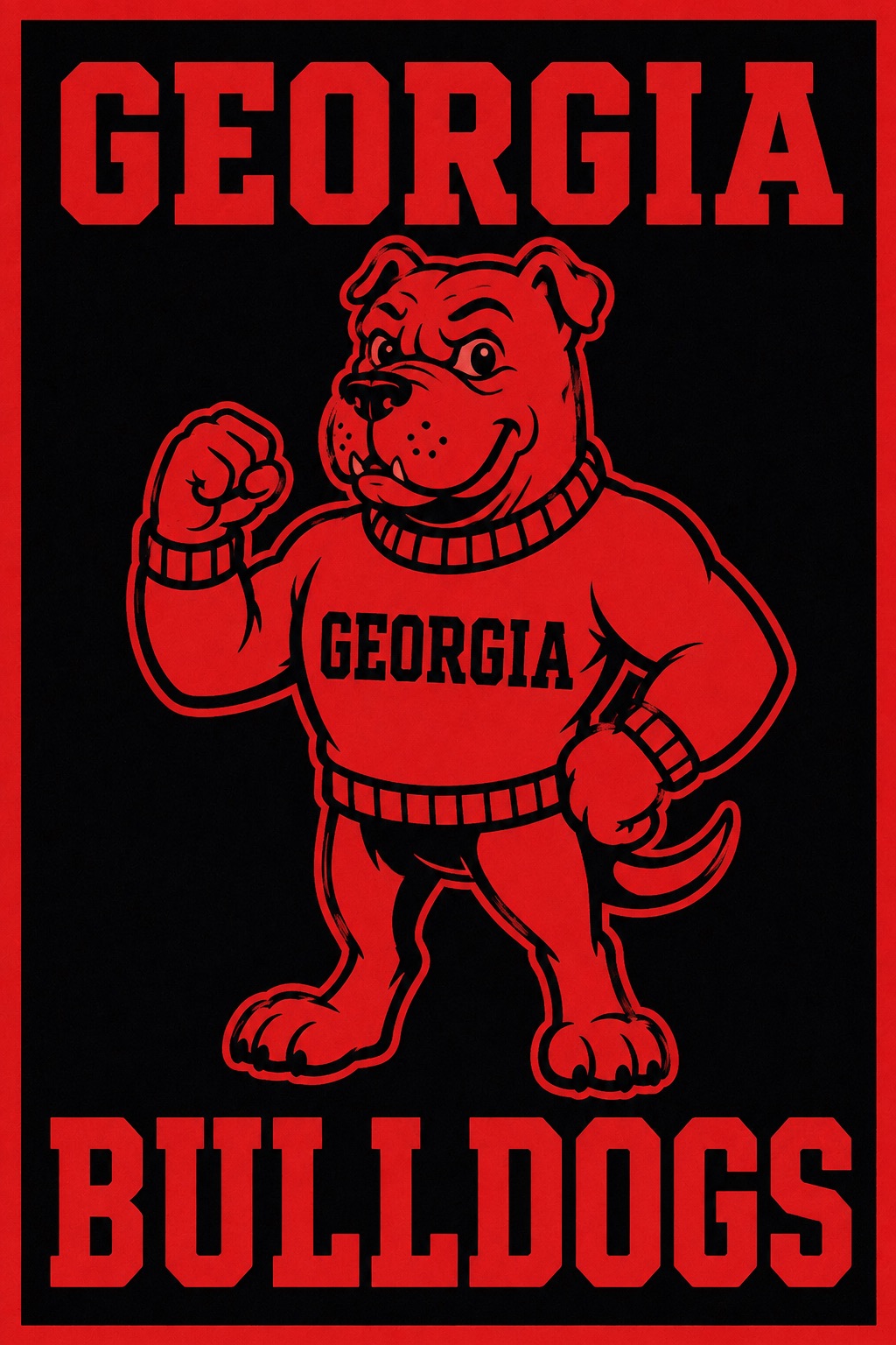 Georgia Bulldogs Bulldog Red and Black Graphic Wall Art
