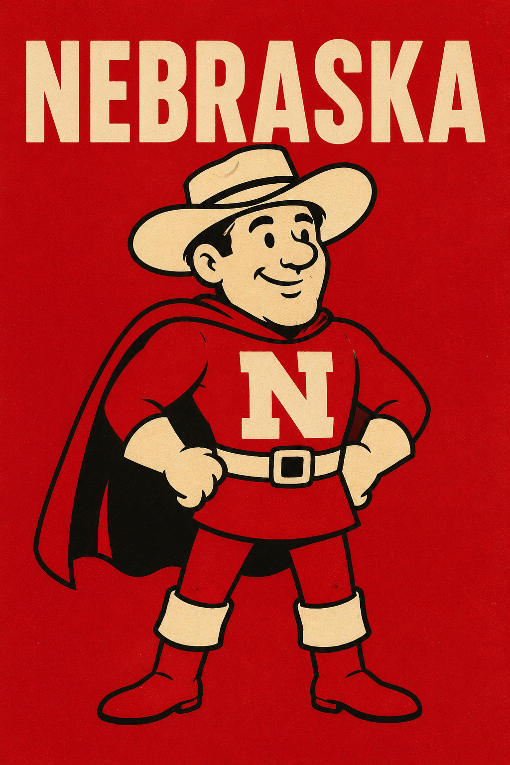 Nebraska Cowboy Superhero Graphic Wall Art
