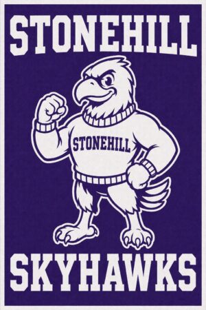 Stonehill Skyhawks Purple and White Mascot Wall Art