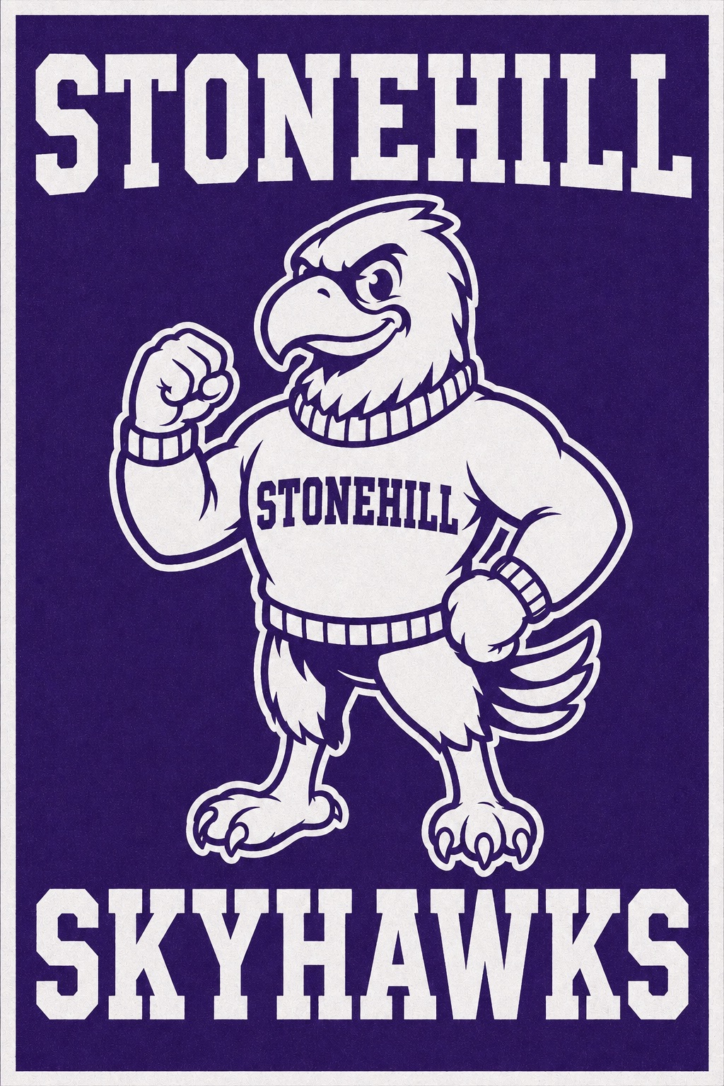 Stonehill Skyhawks Purple and White Mascot Wall Art