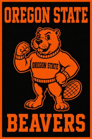 Oregon State Beavers Orange and Black Beaver Wall Art