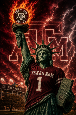 Texas A&M Aggies Statue of Liberty Football Poster