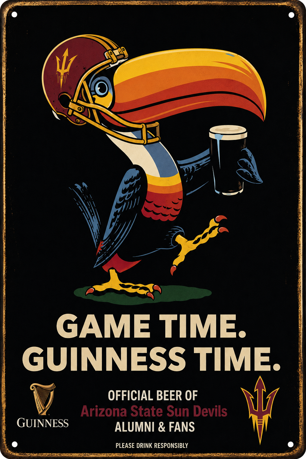 Guinness Game Time Arizona State Sun Devils Eagle Sign