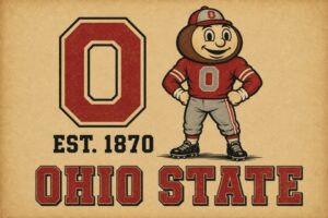 Vintage-Style Ohio State Football Mascot Wall Art