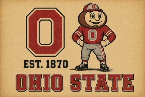 Vintage-Style Ohio State Football Mascot Wall Art