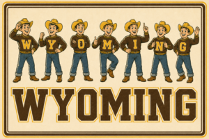 Retro Western Wyoming Cowboy Typography Wall Art