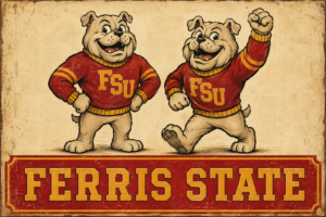 Ferris State Bulldogs Vintage-Style Red and Gold Wall Art