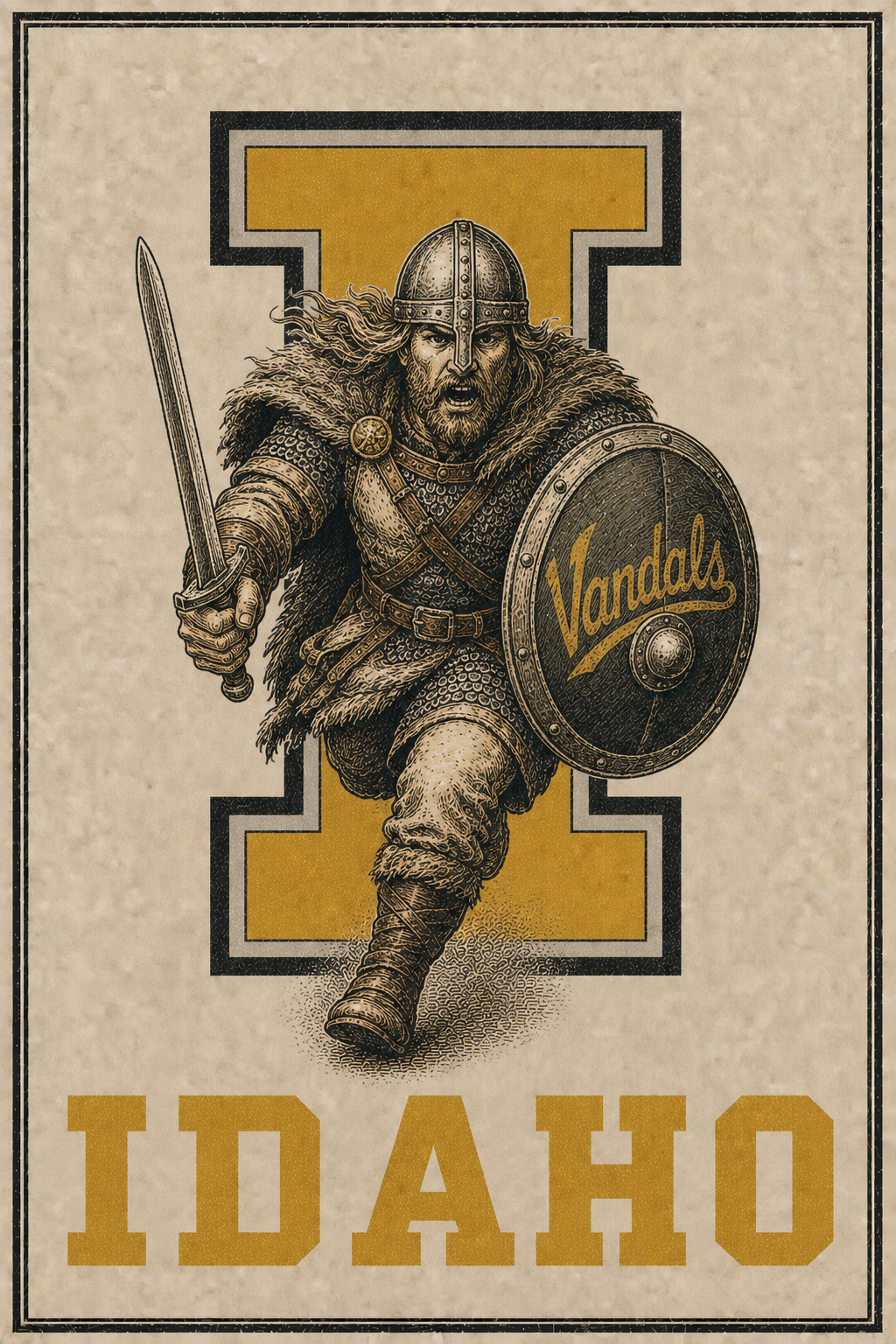 Idaho Viking Warrior Vintage-Style Wall Art