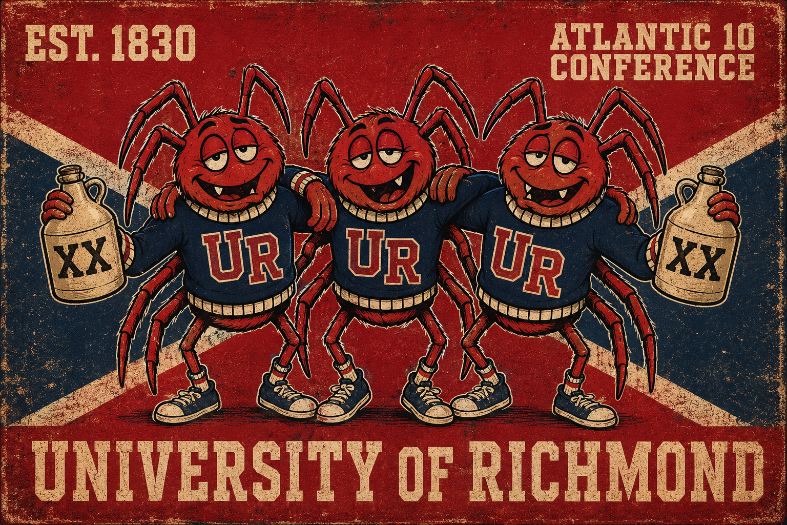 University of Richmond Spider Retro-Style Wall Art Print