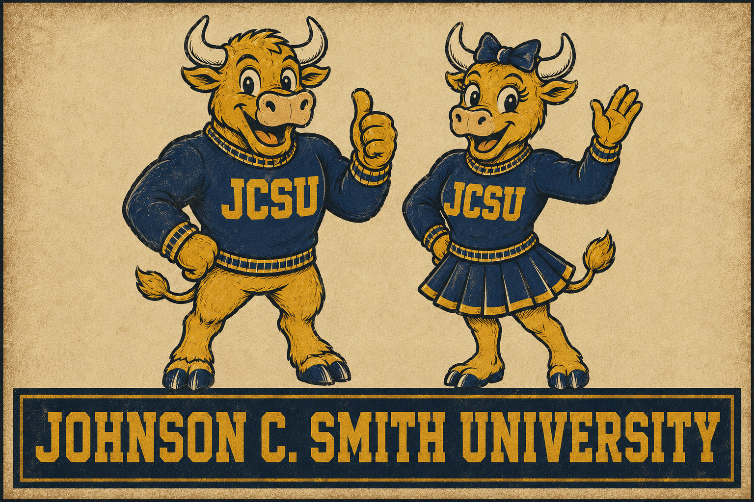 JCSU Bull Mascots Johnson C. Smith University Wall Art