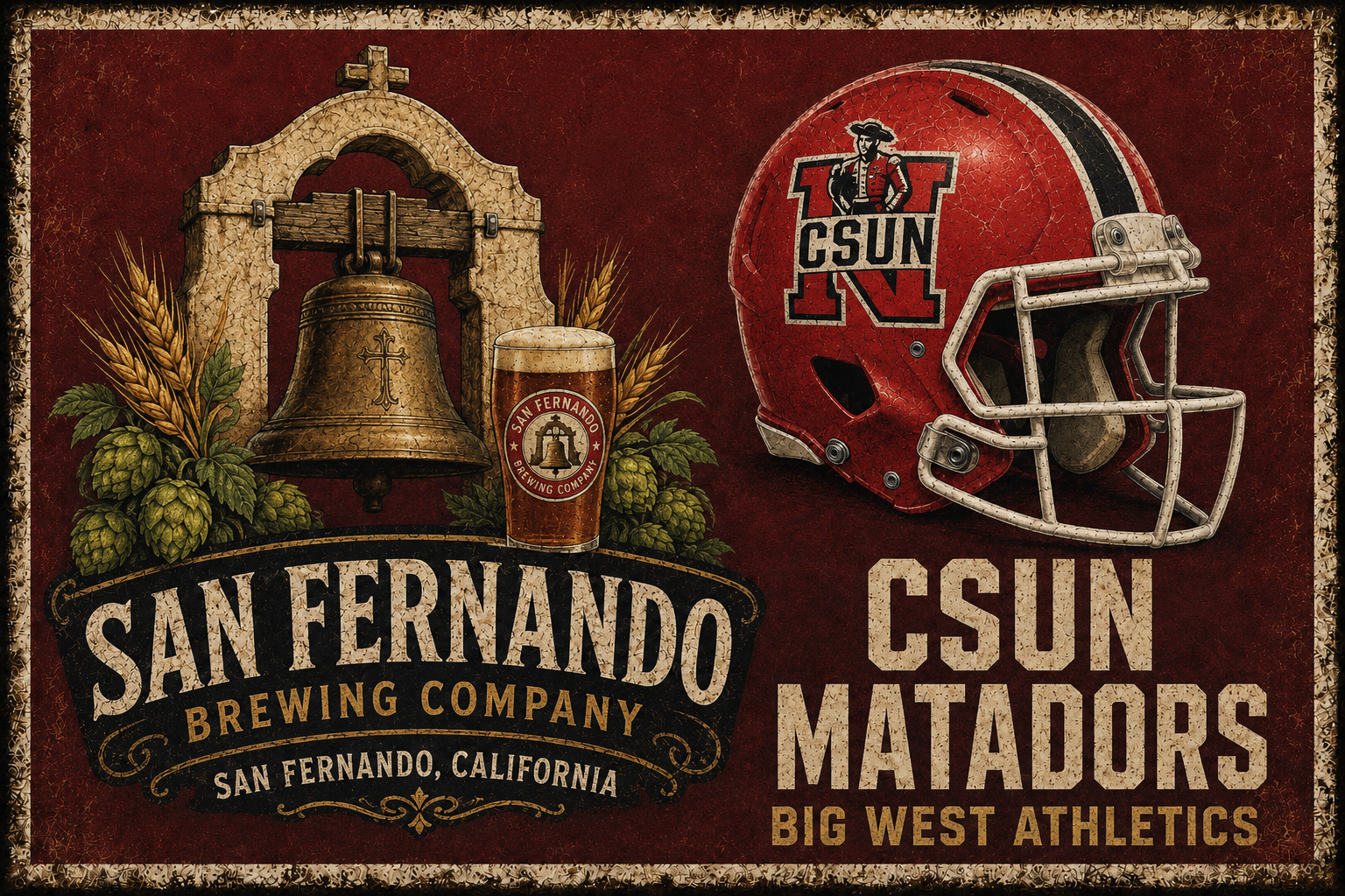 San Fernando Brewing Company CSUN Matadors Vintage-Style Wall Art