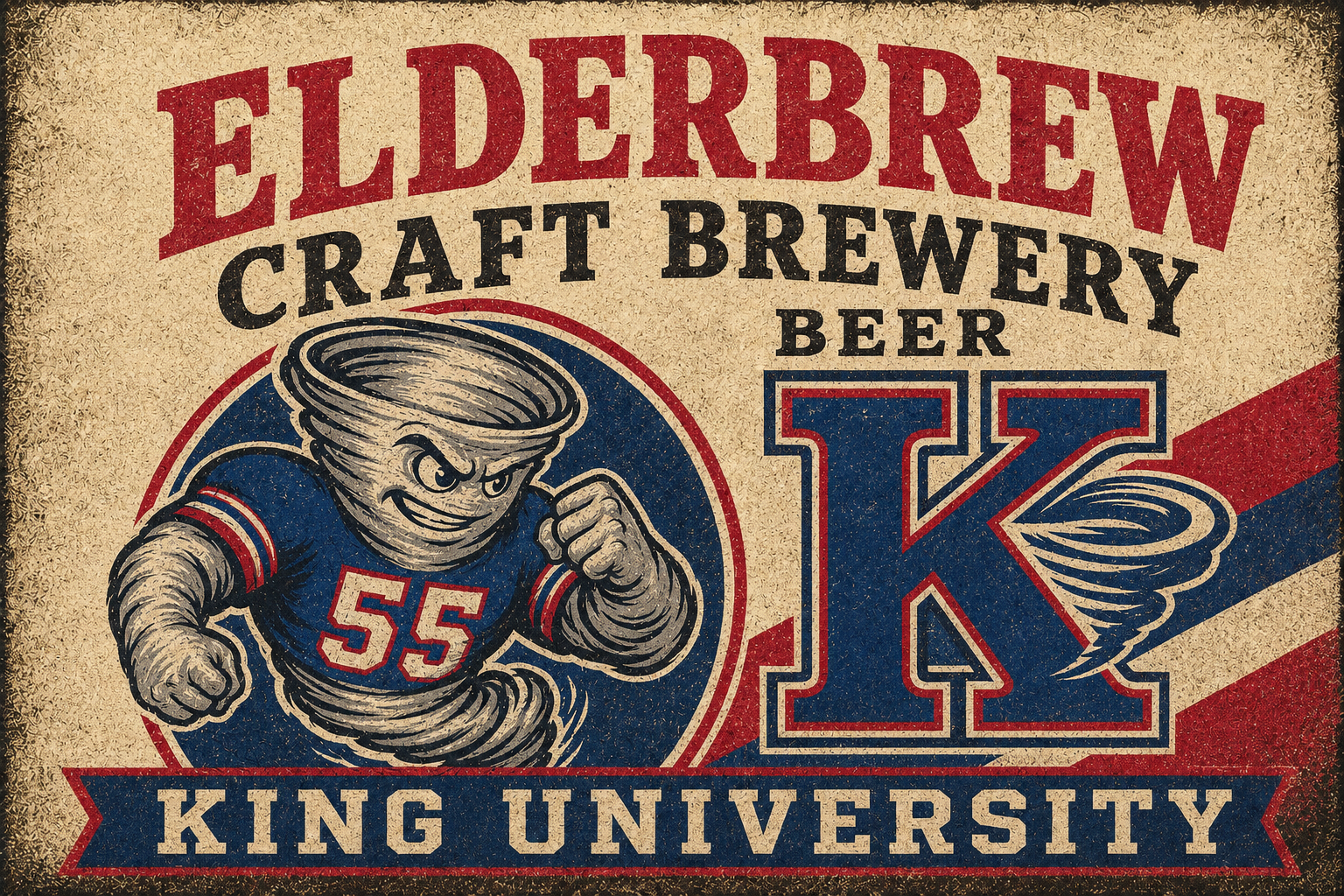 Elderbrew Craft Brewery UK King University Vintage Style Wall Art
