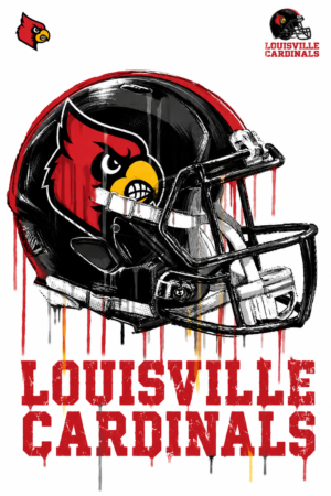 Louisville Cardinals Helmet Drip Style Wall Art