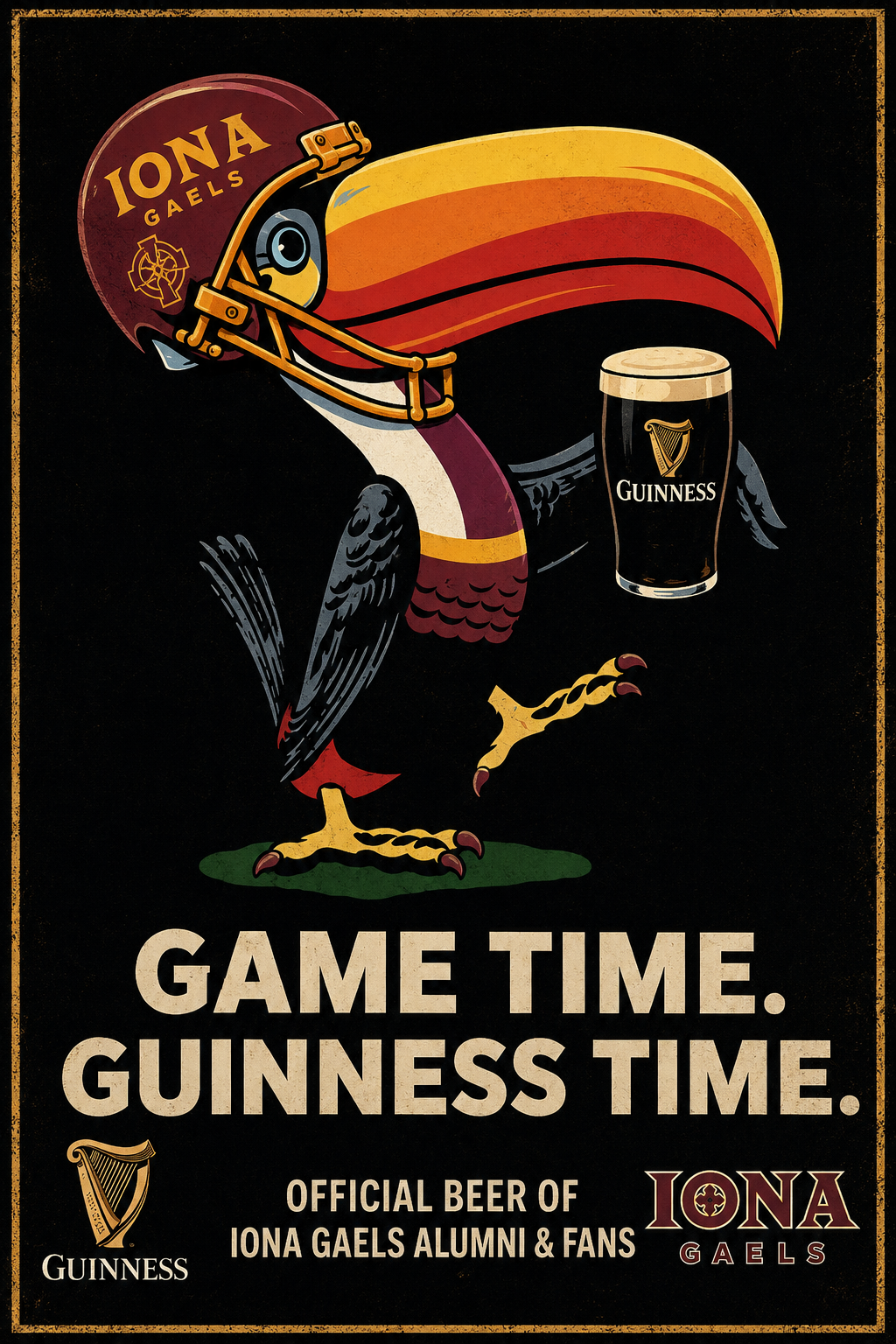 Iona Gaels Guinness-Themed Game Time Wall Art