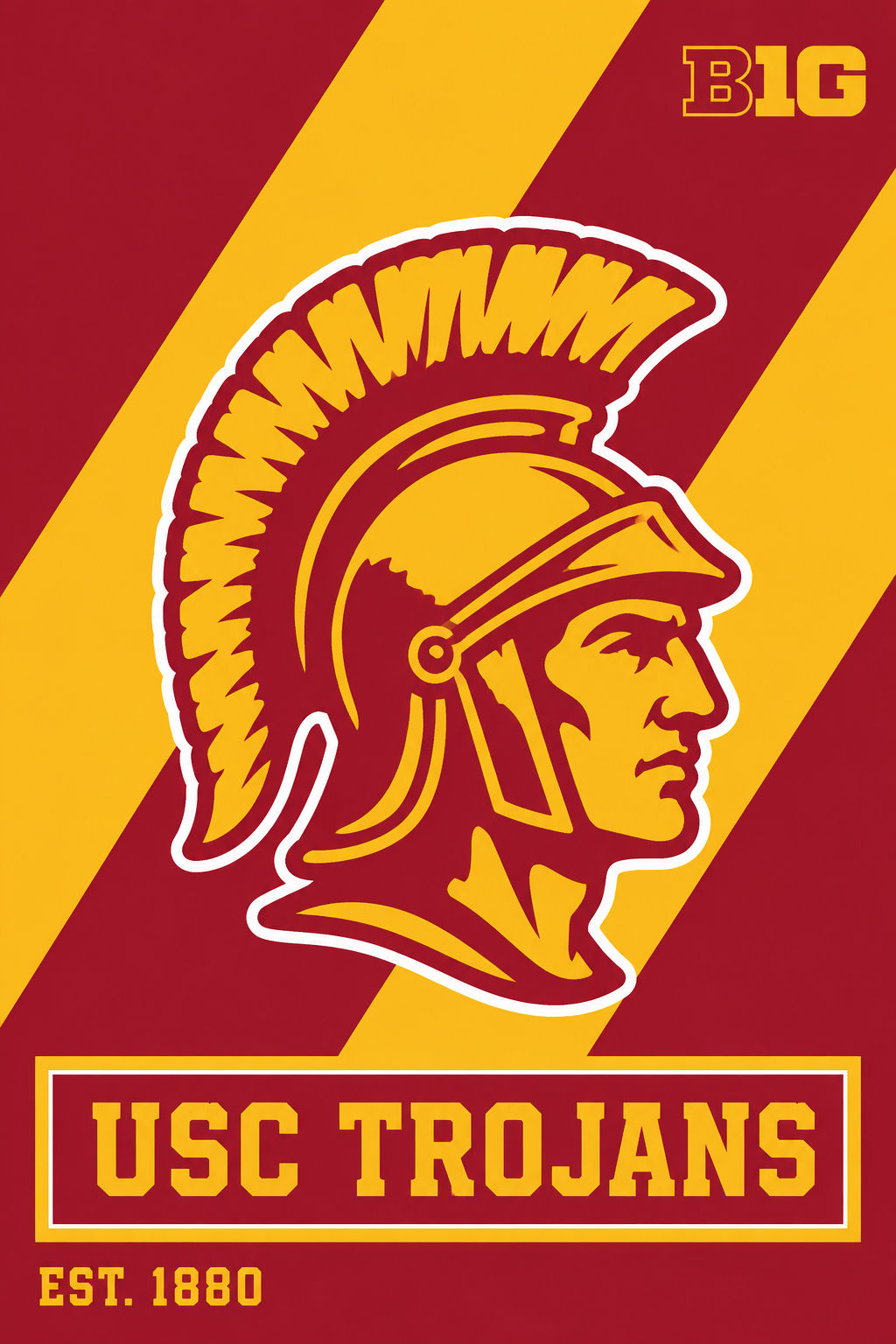 USC Trojans Cardinal and Gold Trojan Helmet Wall Art