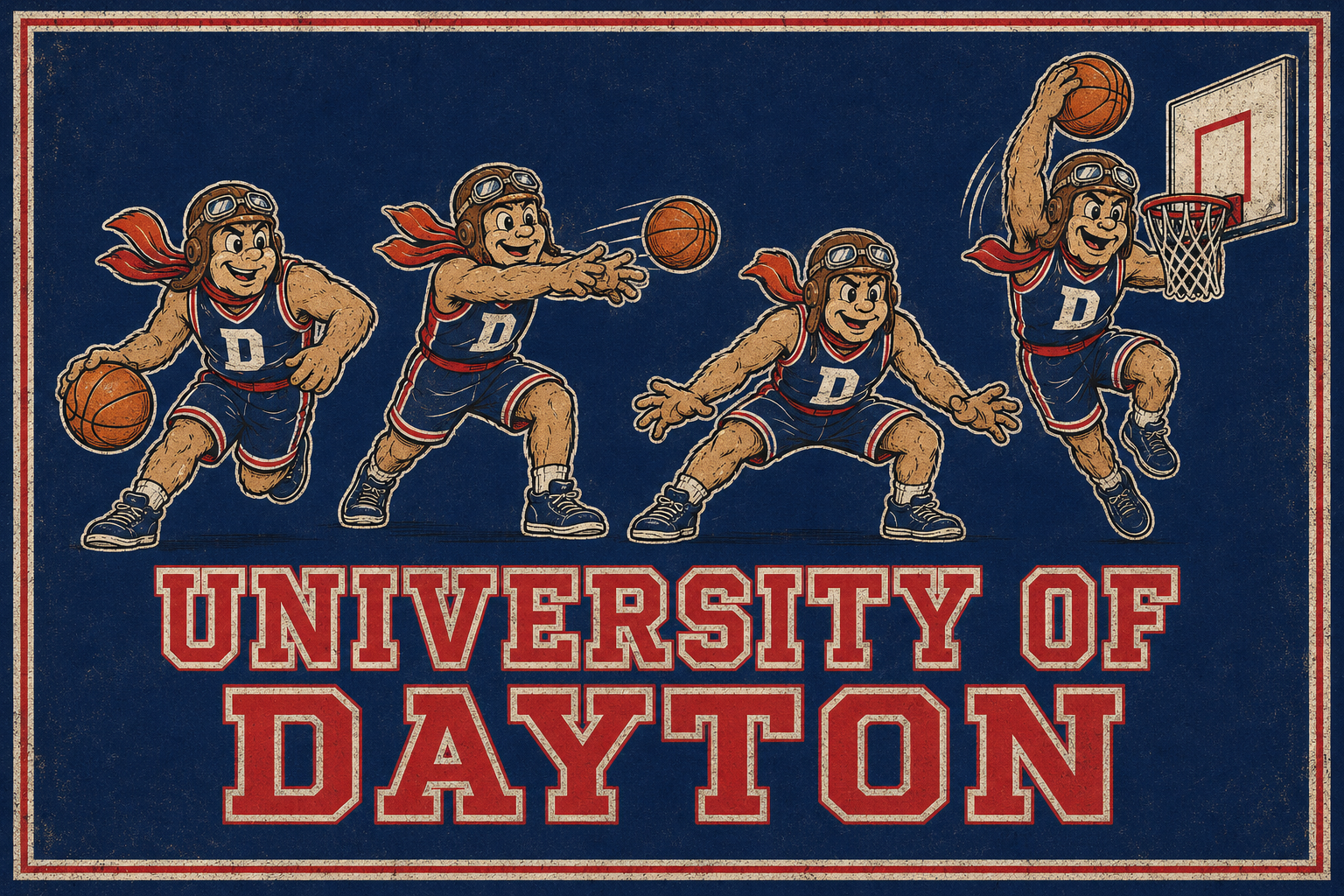University of Dayton Vintage-Style Basketball Wall Art