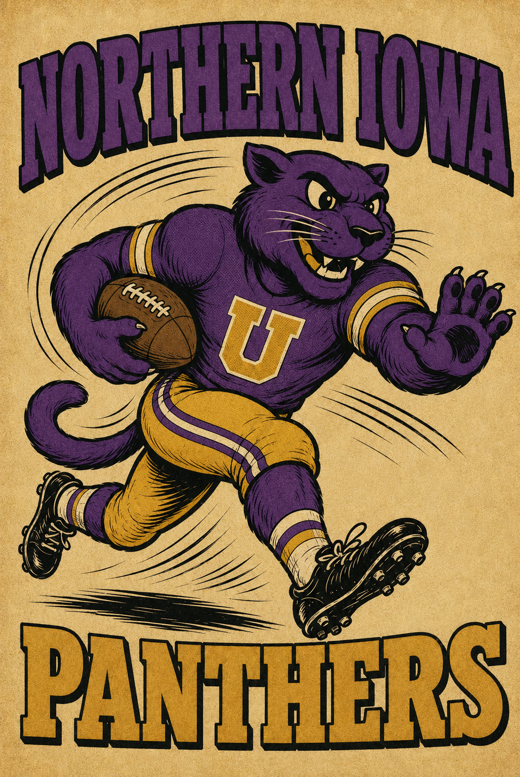 Northern Iowa Panthers Purple Football Poster