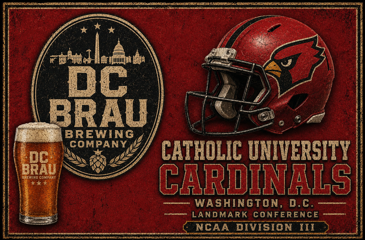 Catholic University Cardinals DC Brau Vintage-Style Wall Art