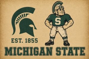 Michigan State Spartan Football Vintage-Style Wall Art